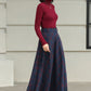 Handmade Charcoal Grey Plaid Wool Maxi Skirt – High Waist Winter Elegance | Xiaolizi 6426