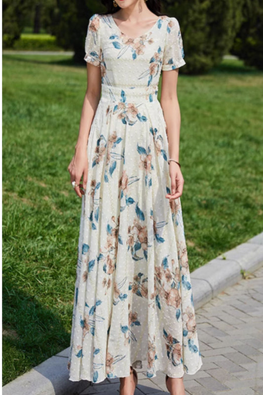 Prom floral summer maxi chiffon dresses 5032