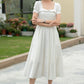 White Linen Midi swing Dress 5980