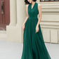 Green maxi halter chiffon party dress 5175