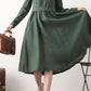 Midi green linen swing spring dresses 2576