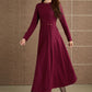 Long sleeves prom burgundy wool dress 5358