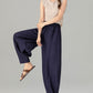 Loose fitting wide leg long linen pants 4907