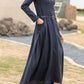 Long sleeves spring linen dress with pockets 2860