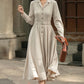 Beige midi linen shirt dress 5674