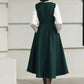 Handmade Vintage Wool Dress – Green Sleeveless A-Line Midi Winter Dress 6615