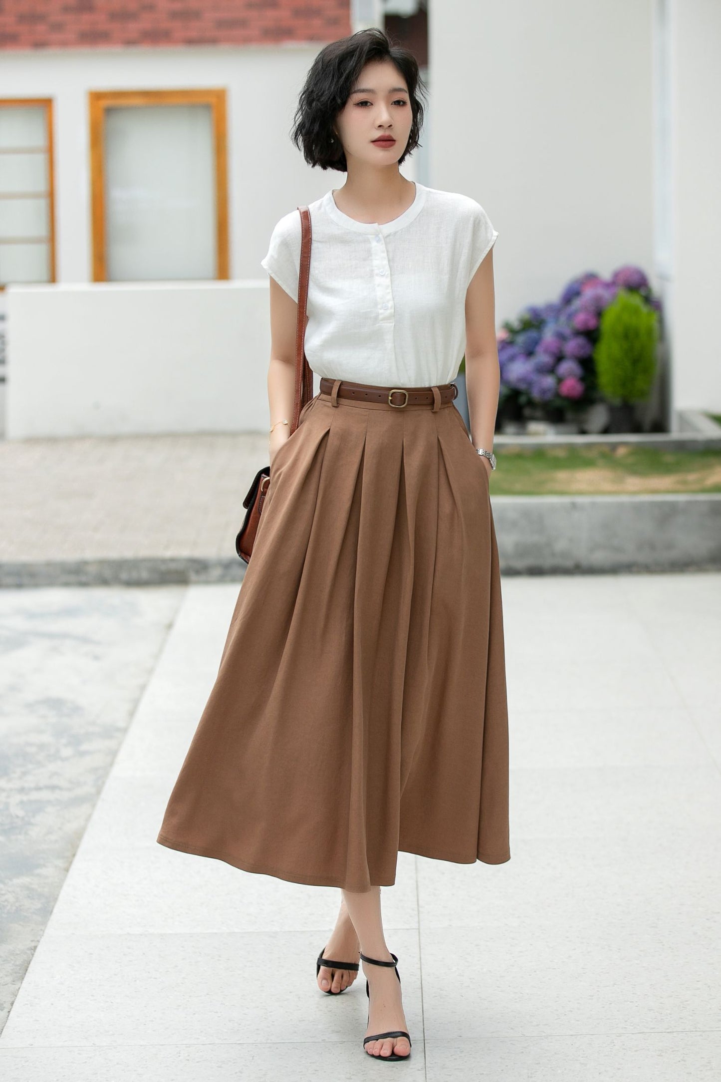 Women linen summer skirt 5982