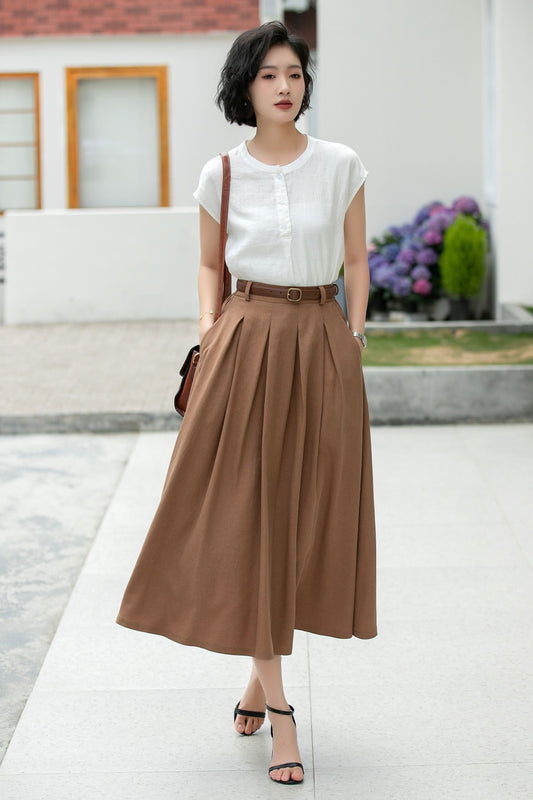 Women linen summer skirt 5982