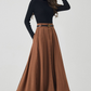 Handmade Wool Pleated Midi Skirt – High Waist Brown Winter Skirt | Xiaolizi 5250