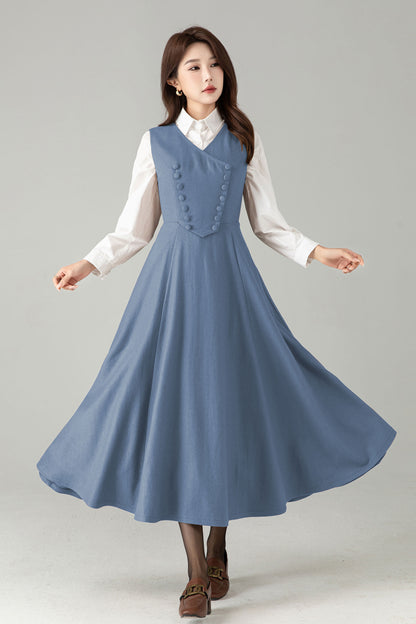 Camel Wool Pinafore Dress – Vintage A-Line Winter Jumper Dress | Xiaolizi 6568