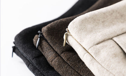 Brown Wool A-Line Midi Skirt - High Waist Winter Essential 3861