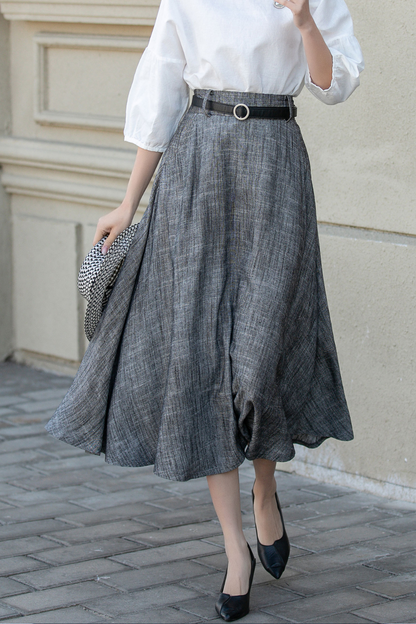 Elegant Flow - The Charcoal Pleated Skirt 4899