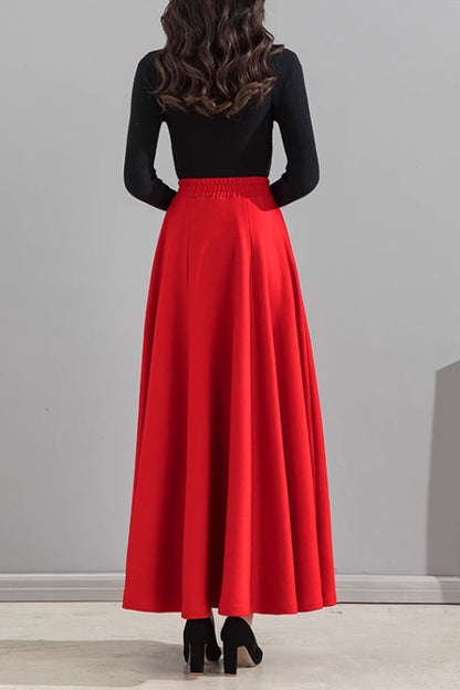 Long winter wool skirt women 4747