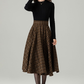 Midi Wool Plaid Skirt, Swing Skirt 4498