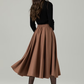 Brown Midi Wool Skirt Women 4496