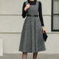 Handmade Wool Pinafore Dress – Gray Sleeveless Midi for Autumn Winter 6418