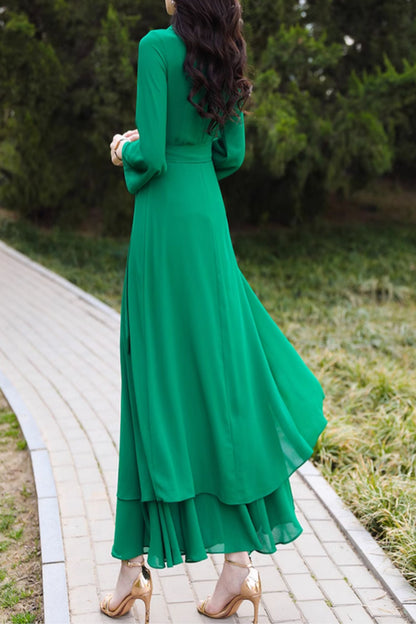 Swing green summer chiffon beach dress 5099