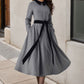 Gray Swing Fit and Flare Wool Dress 5247