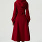 Burgundy long dress wool coat 1977#