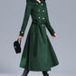 Green Long Wool Trench Coat with Hood 3212