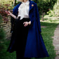 Double breasted maxi blue wool coat 2410