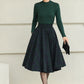 Knee length plaid winter wool skirt 6511
