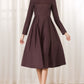 Brown Linen A-Line Spring Dress 5615