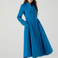 Blue swing midi wool winter coat 4602