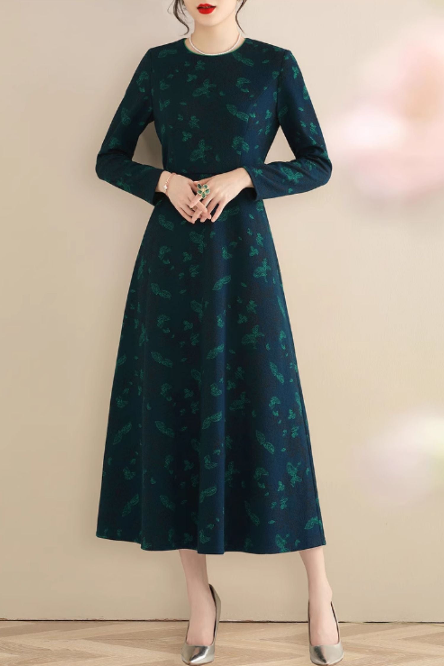 A line printed midi dress women 5549 Xiaolizi A line printed midi dress women 5549 Xiaolizi