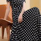 Black and white polka dot long chiffon dress 5020