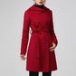 Women's Hooded Wool Coat - Double Breasted Red Winter Coat 5612