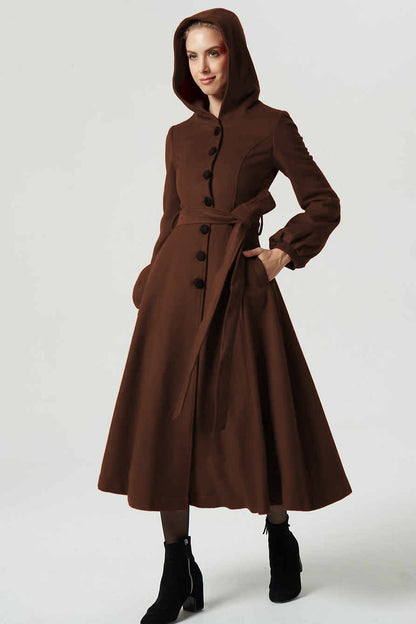 Brown long dress wool coat 6308