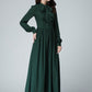 Handmade long sleeve shirt dress in green 1455