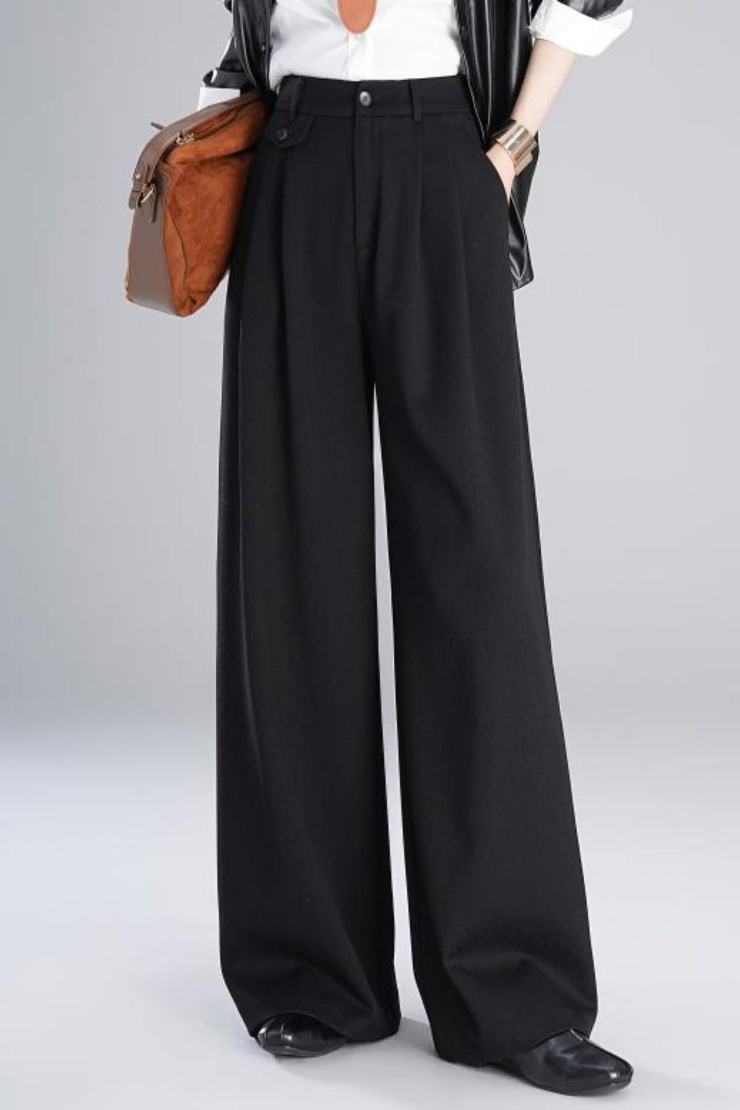 Wide leg autumn gray pants 6226