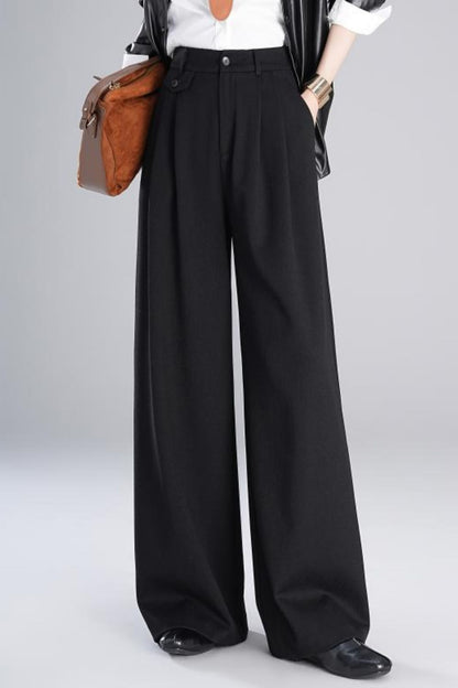 Wide leg autumn gray pants 6226