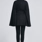 Black wool cape coat with self tie belt 2278