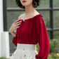 Women Off Shoulder long-sleeved spring summer Blouse 6058
