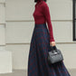 Handmade Charcoal Grey Plaid Wool Maxi Skirt – High Waist Winter Elegance | Xiaolizi 6426