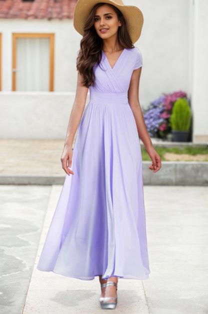 Elegant Chiffon Maxi Dress – Empire Waist Wedding Guest & Vacation Gown 2618-4