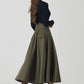 Army green swing winter wool skirt 4530