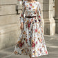 Vintage-Inspired Floral midi linen Dress 5685