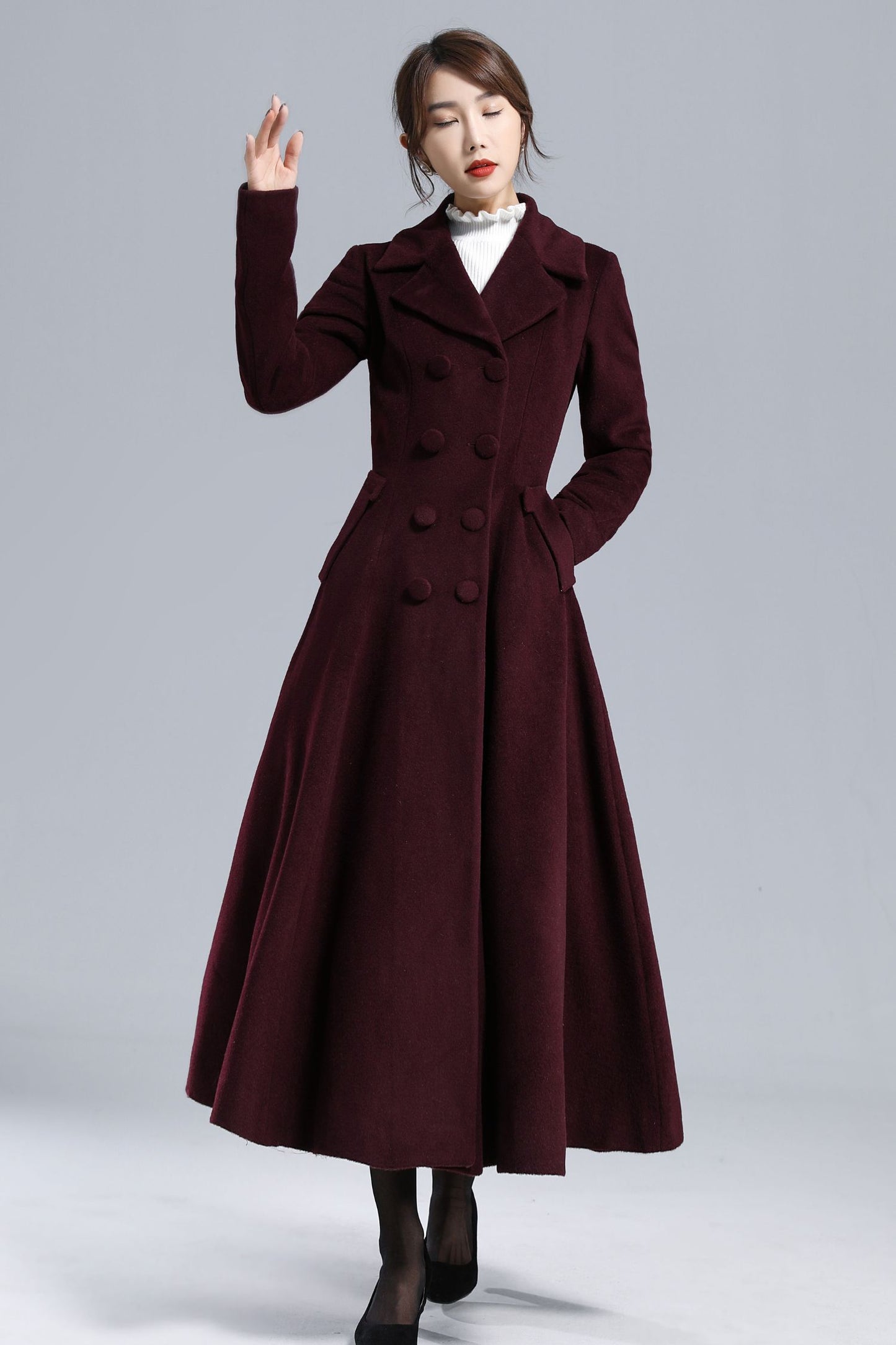 1950s Long Wool Princess Coat 3239