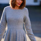 Gray long sleeves wool dress winter women 4143