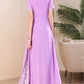 Block color maxi purple chiffon dresses 5010