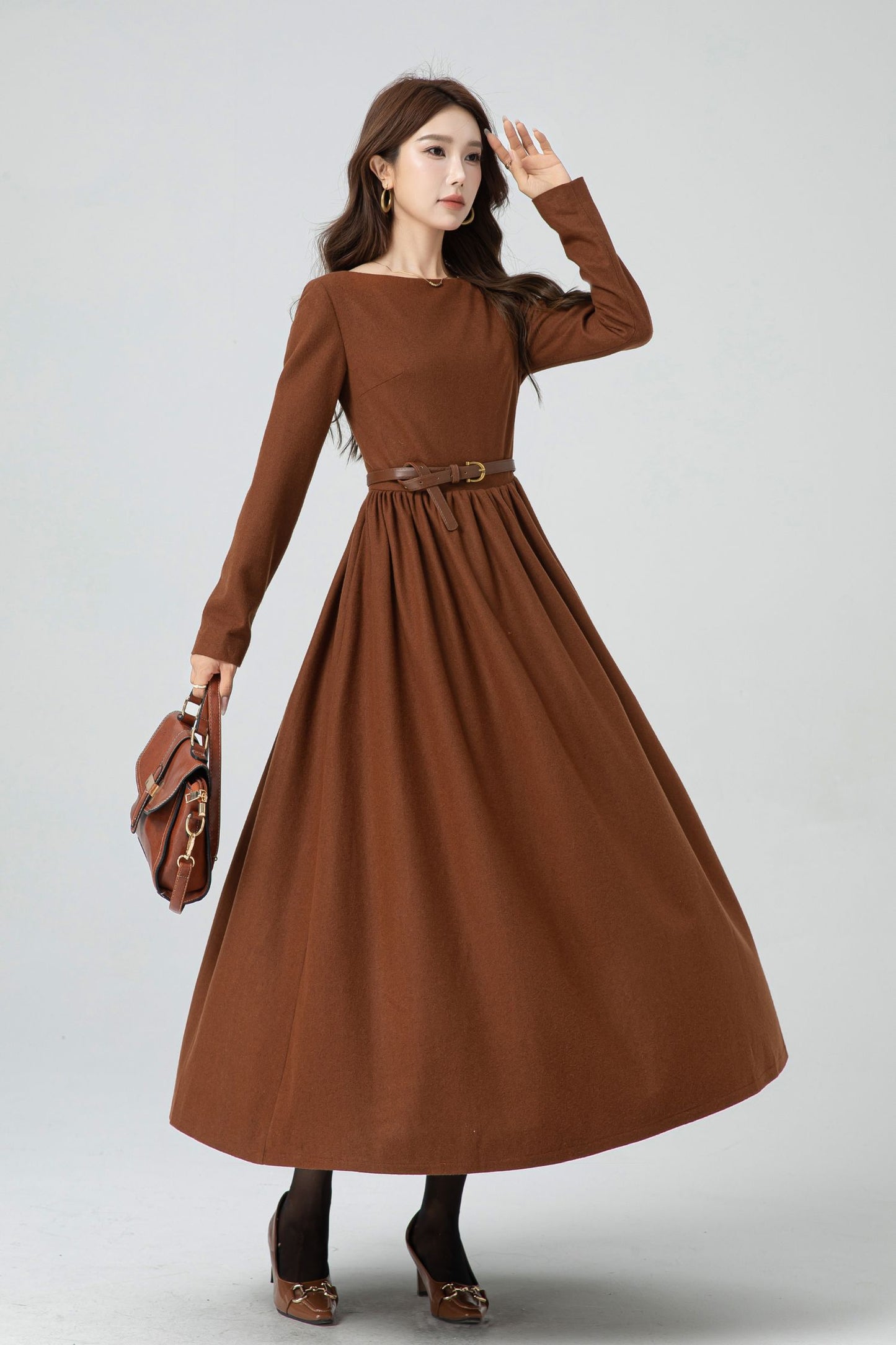 Wool maxi winter womens dresses 5305