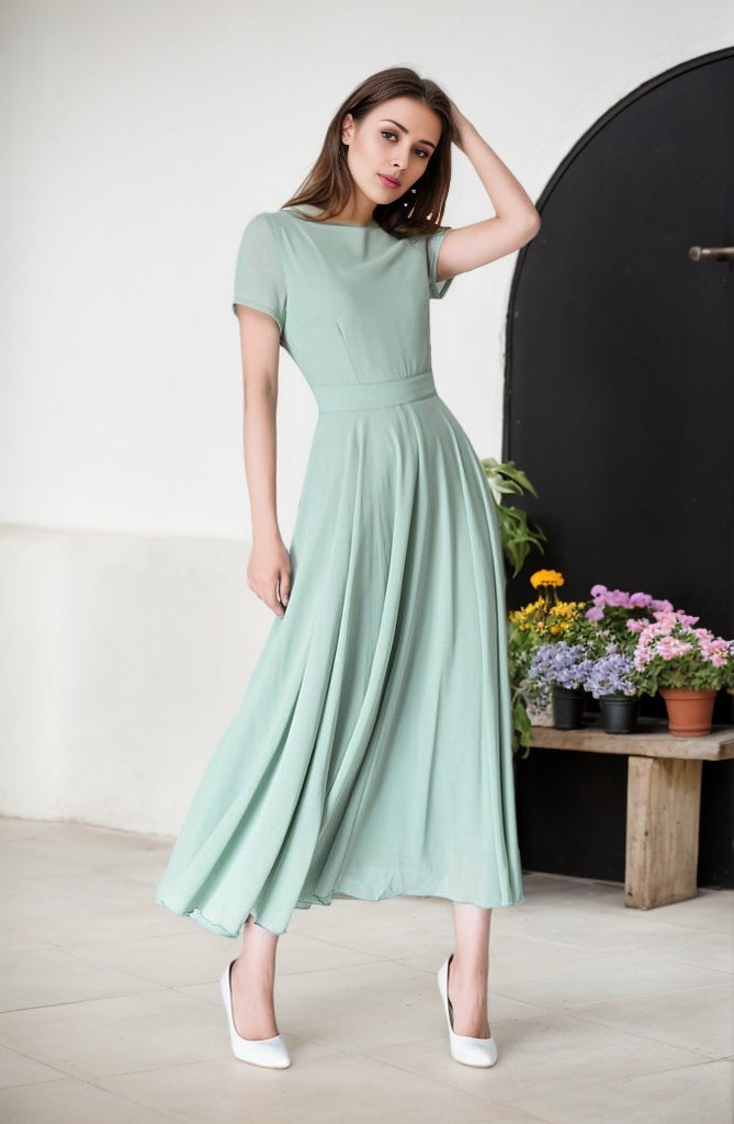 Bohemian Swing Chiffon summer prom dress 5964