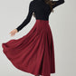 Burgundy winter/autumn midi wool skirt 4528