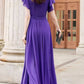 Purple maxi swing prom long chiffon dress 5164