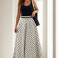 Maxi a line stripled summer linen skirt 5120