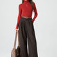 Wide leg long winter wool pants women 5318